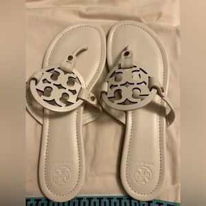 Tory Burch Miller sandals size 11 white used once.dust bag included